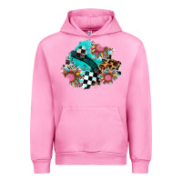Fuchsia Pink race sunflower patches Urban Hoodie - AdoDesignShop