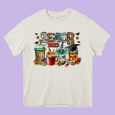 Senior 2023 Coffee Cups Heavy Core Tee Designed By Jasminsmagicworld