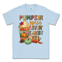 Dusty Blue Pumpkin spice livin' my best life Classic Tee - NancyCooperArtShop