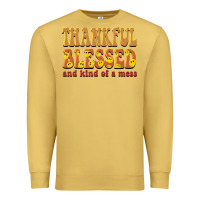 Antique Gold thankful blessed and kind of a mess Premium Sweatshirt - BarkalooDesign