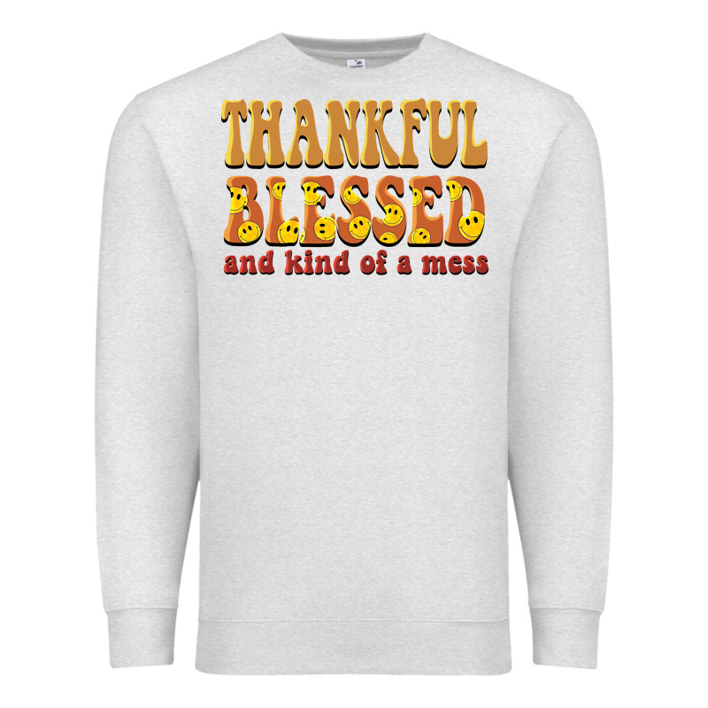 Thankful Blessed And Kind Of A Mess Premium Sweatshirt by BarkalooDesign | Teevron