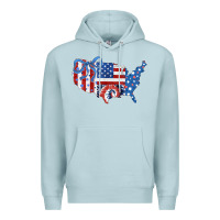 Blue Mist America map Premium Hoodie - CowhideDigitalArt