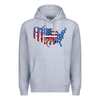 Heather Grey America map Premium Hoodie - CowhideDigitalArt
