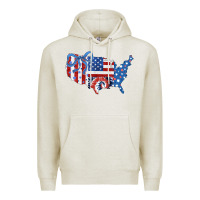 Oatmeal Heather America map Premium Hoodie - CowhideDigitalArt