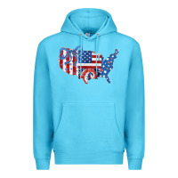 Ocean Blue America map Premium Hoodie - CowhideDigitalArt
