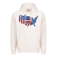 Pale Pink America map Premium Hoodie - CowhideDigitalArt