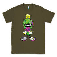 Army Green Marvin The Martian Glitch Classic Tee - trangStudio