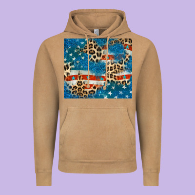 Leopard Glitter American Flag Vintage Hoodie Designed By Cowgirlartshop