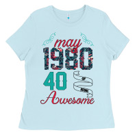 Baby Blue Made In May 1980 40 Years Of Being Awesome Ladies Tee - Bettercallsaul