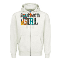 Oatmeal Heather southern girl Zipper Hoodie - RacoonDesign
