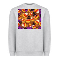 Heather Grey Candy Pattern Heavyweight Sweatshirt - CowhideDigitalArt