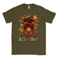 Army Green santa's favorite assistant afro messy bun Classic Tee - texasbilliewilder