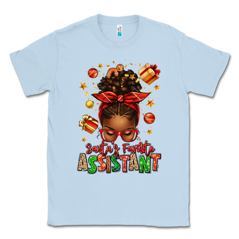 Santa's Favorite Assistant Afro Messy Bun Classic Tee by texasbilliewilder | Teevron