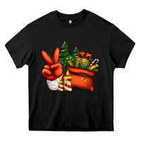 Black christmas santa claus peace hand Heavy Core Tee - Jasminsmagicworld