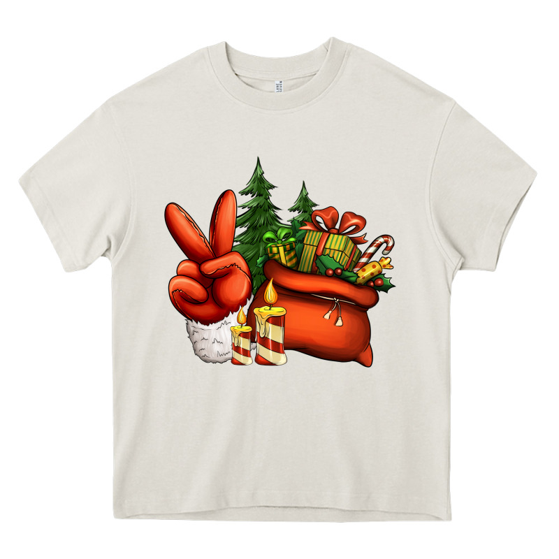 Christmas Santa Claus Peace Hand Heavy Core Tee by Jasminsmagicworld | Teevron