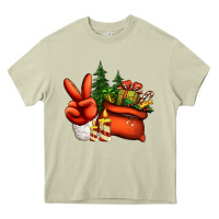 Mossy christmas santa claus peace hand Heavy Core Tee - Jasminsmagicworld
