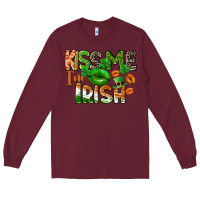 Burgundy Kiss me i am irish St. Patrick's Day Long Sleeve Tee - CowGirlArtShop