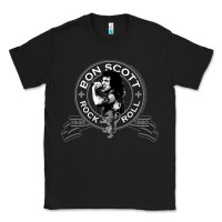 Black Bon Scott Rock n' Roll Lion Shield Classic Tee - trangStudio