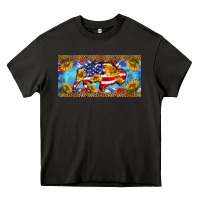Asphalt bison amerıcan flag  license plate template Heavy Core Tee - BarkalooDesign