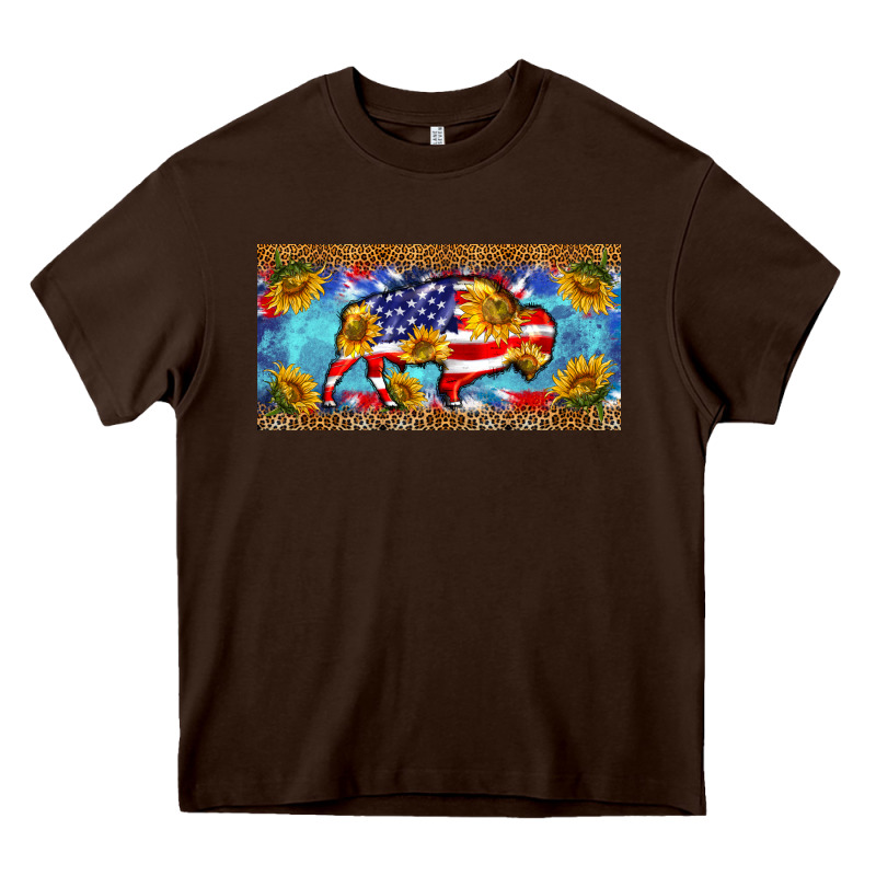 Bison Amerıcan Flag  License Plate Template Heavy Core Tee by BarkalooDesign | Teevron