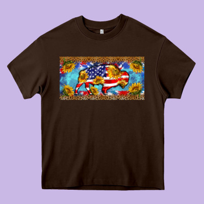 Bison Amerıcan Flag  License Plate Template Heavy Core Tee Designed By Barkaloodesign