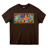 Chocolate Brown bison amerıcan flag  license plate template Heavy Core Tee - BarkalooDesign