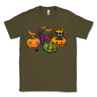 Army Green Black cat and pumpkin Classic Tee - NancyCooperArtShop