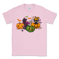 Bubblegum Pink Black cat and pumpkin Classic Tee - NancyCooperArtShop