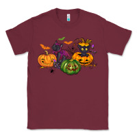 Burgundy Black cat and pumpkin Classic Tee - NancyCooperArtShop