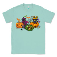 Seafoam Black cat and pumpkin Classic Tee - NancyCooperArtShop