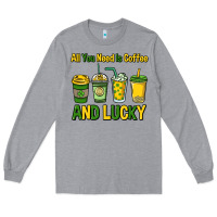 Heather Grey All you need is coffee and lucky St. Patrick's Long Sleeve Tee - HowdyJamesFarm