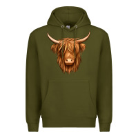 Army Green long haired cow Premium Hoodie - Jasminsmagicworld