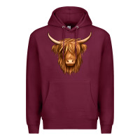 Burgundy long haired cow Premium Hoodie - Jasminsmagicworld