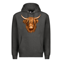 Charcoal Heather long haired cow Premium Hoodie - Jasminsmagicworld