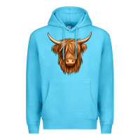 Ocean Blue long haired cow Premium Hoodie - Jasminsmagicworld