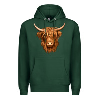 Sports Green long haired cow Premium Hoodie - Jasminsmagicworld