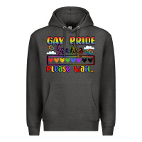 Charcoal Heather gay pride loading please wait Premium Hoodie - LillyAllenDesigns