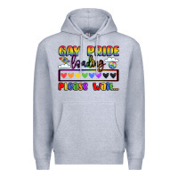 Heather Grey gay pride loading please wait Premium Hoodie - LillyAllenDesigns