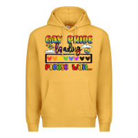 Mustard gay pride loading please wait Premium Hoodie - LillyAllenDesigns