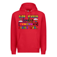 Red gay pride loading please wait Premium Hoodie - LillyAllenDesigns