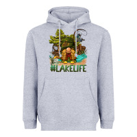 Heather Grey lake life gnome Heavyweight Hoodie - BarkalooDesign