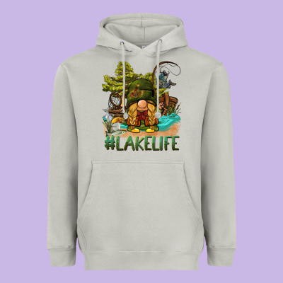 Lake Life Gnome Heavyweight Hoodie Designed By Barkaloodesign