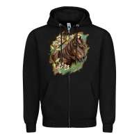 Black missouri horse floral background Zipper Hoodie - LillyAllenDesigns