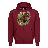 Burgundy missouri horse floral background Zipper Hoodie - LillyAllenDesigns