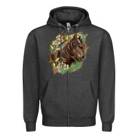 Charcoal Heather missouri horse floral background Zipper Hoodie - LillyAllenDesigns