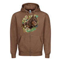 Chestnut missouri horse floral background Zipper Hoodie - LillyAllenDesigns