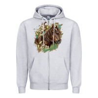 Heather Grey missouri horse floral background Zipper Hoodie - LillyAllenDesigns