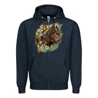 Navy missouri horse floral background Zipper Hoodie - LillyAllenDesigns