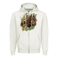 Oatmeal Heather missouri horse floral background Zipper Hoodie - LillyAllenDesigns