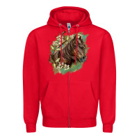 Red missouri horse floral background Zipper Hoodie - LillyAllenDesigns